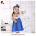 wholesale flower printed blue princess birthday dress